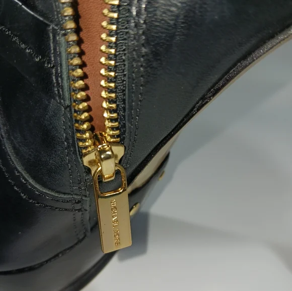 *Michael Kors Stockard Bootie Dark Brown/Black 5" Heel Sz 10M Gold Side Zipper - Picture 9 of 14